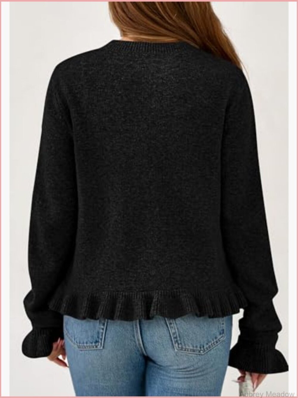 Chunky Knit Ruffle Open Front Cropped Cardigan - Picture 4 of 7